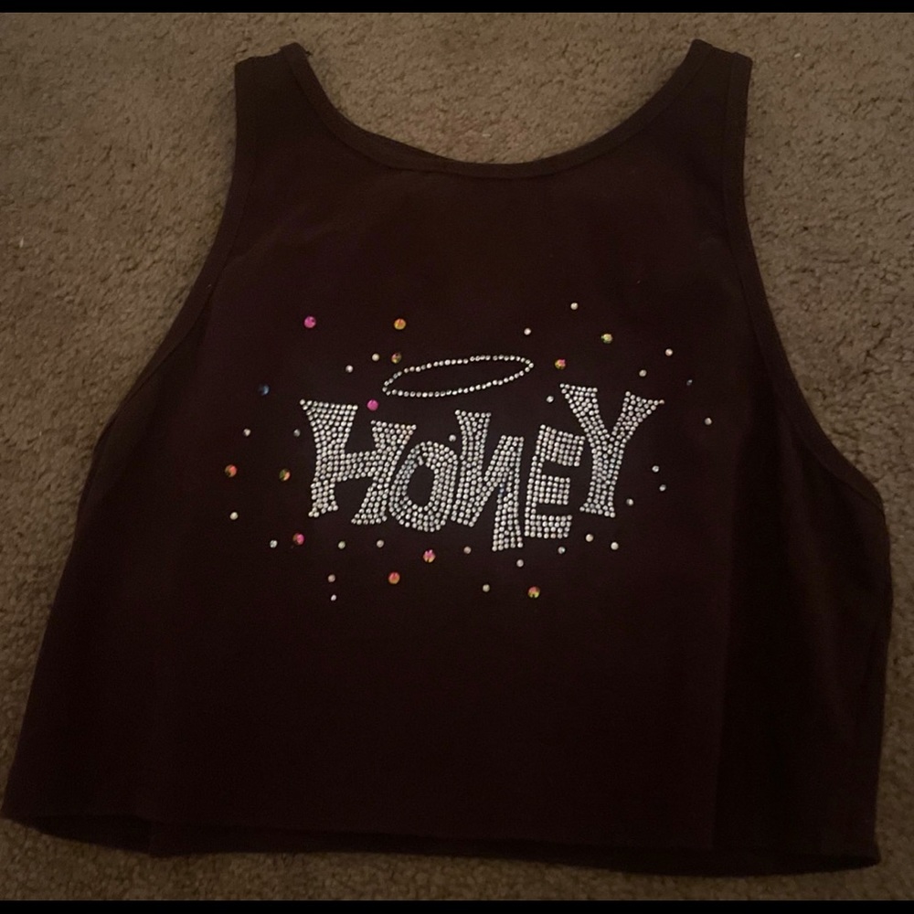 honey rhinestone crop top